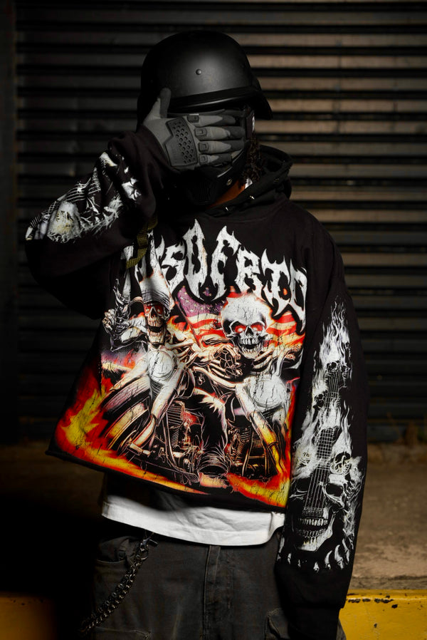 BIKER GANG USA “Flamed” Heavyweight Hoodie