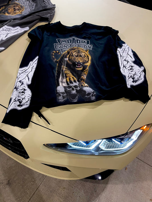 "JUNGLE CREW" Double Layer Shirt Black