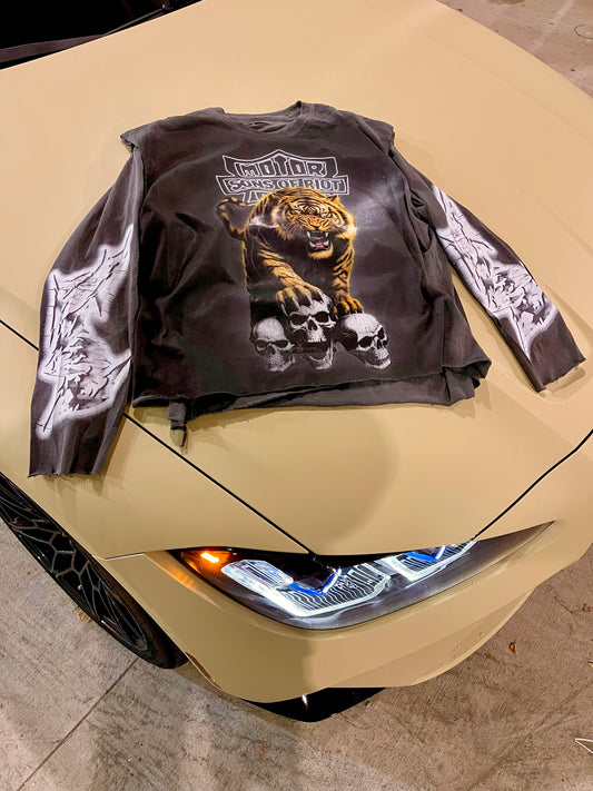 “JUNGLE CREW” Double Layered Shirt GREY